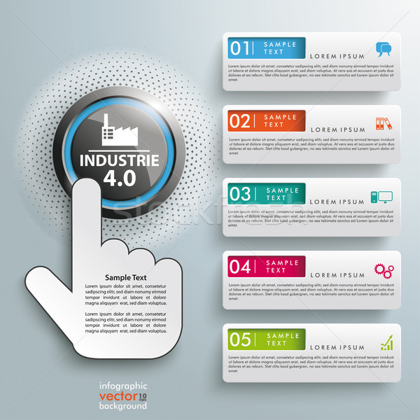 Click Hand Push Button Industrie 4.0 5 Banners Stock photo © limbi007
