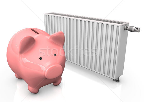 Skarbonka radiator różowy banku piggy biały działalności Zdjęcia stock © limbi007