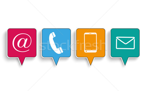 4 Contact Quadratic Speech Bubbles Stock photo © limbi007