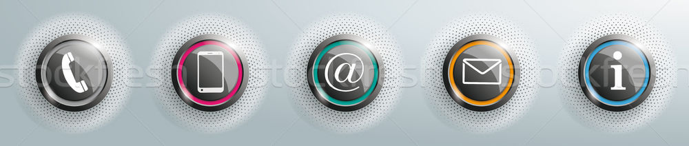 Colored Contact Buttons With Halftone Stock photo © limbi007