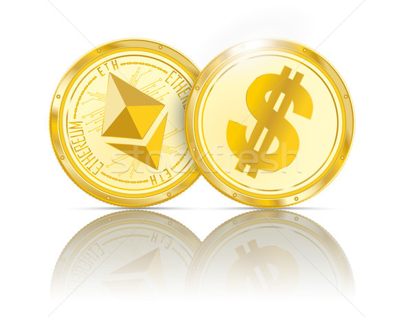 Golden Coins Ethereum Dollar Mirror Stock photo © limbi007