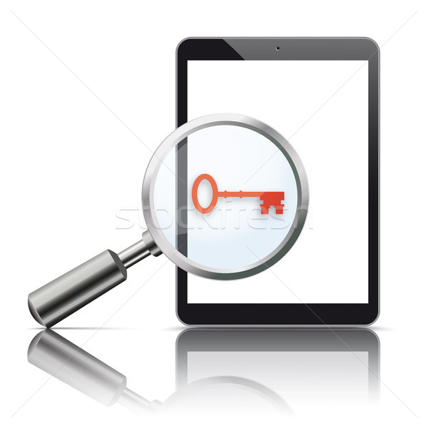 Black Tablet Loupe Mirror Mockup Key Stock photo © limbi007