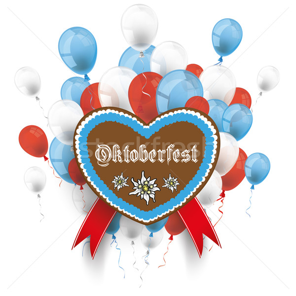 Bavarian Oktoberfest Heart Edelweiss Balloons Stock photo © limbi007