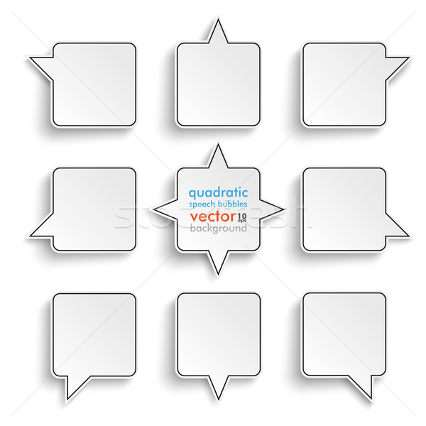 9 Quadratic Speech Bubbles White Background Stock photo © limbi007