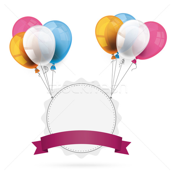 Jagged Emblem with Ribbon Balloons Stock photo © limbi007