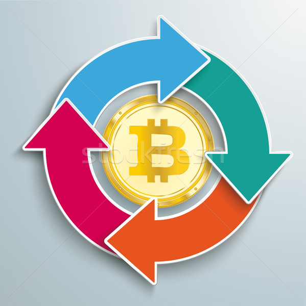 Stockfoto: Ring · cyclus · pijlen · bitcoin · gekleurd