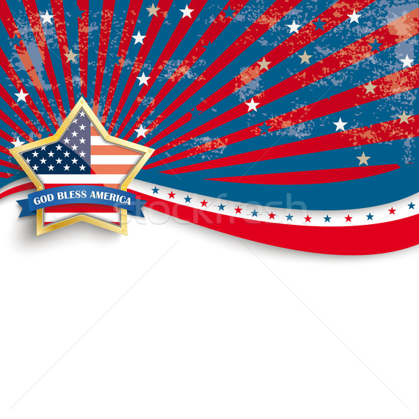 Golden Star God Bless Stars Stripes Flyer Stock photo © limbi007