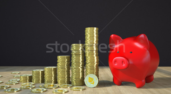 Ethereum Red Piggy Bank Stock photo © limbi007