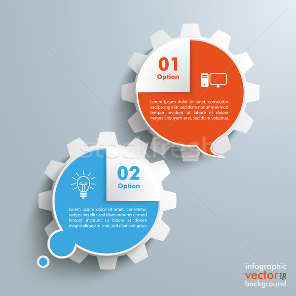 Thought Speech Bubbles Corner Gears Infographic Stock photo © limbi007