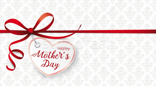 Red Ribbon Ornaments Heart Mothersday Stock photo © limbi007