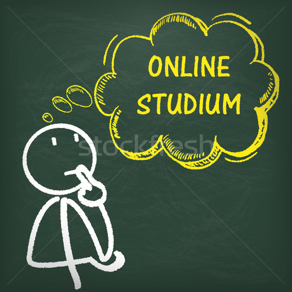 Blackboard Stickman Thinking Online Studium Stock photo © limbi007