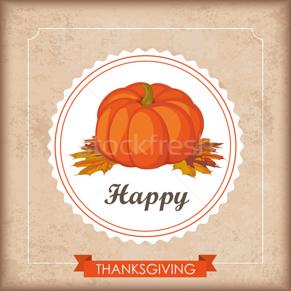 Vintage Ribbon Thanksgiving Foliage Emblem Pumpkin Stock photo © limbi007