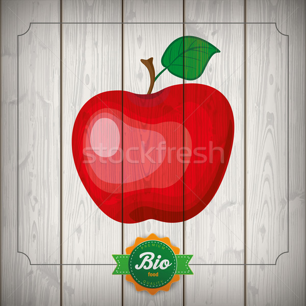Apfel Emblem Ribbon Wood Bio Quality Stock photo © limbi007