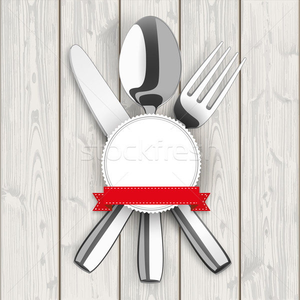 Wood Emblem Knife Fork Spoon Stock photo © limbi007