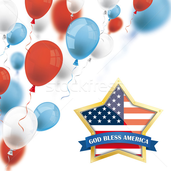 God Bless America Golden Star Colored Balloons Stock photo © limbi007