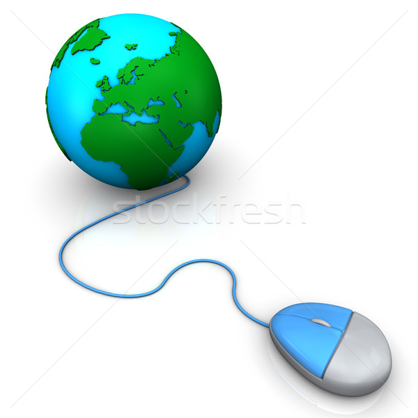 Pc myszą świecie biały papieru Internetu Zdjęcia stock © limbi007