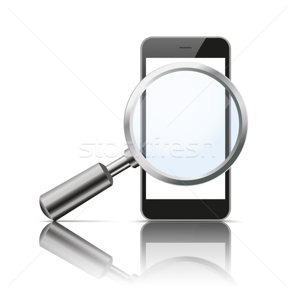 Black Smartphone Loupe Mirror Mockup Stock photo © limbi007