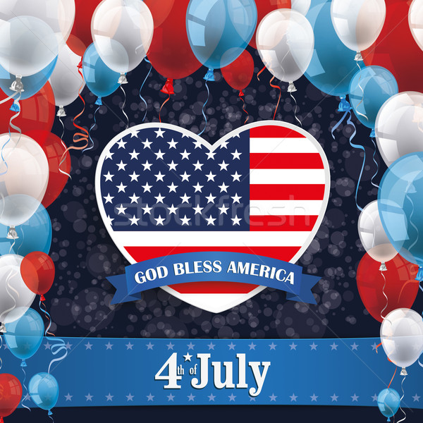 Stockfoto: USA · vlag · papier · hart · ballonnen · bubbels