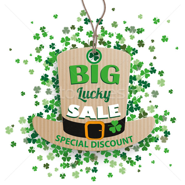 St Patricks Day Sale Hat Price Sticker Shamrocks Stock photo © limbi007