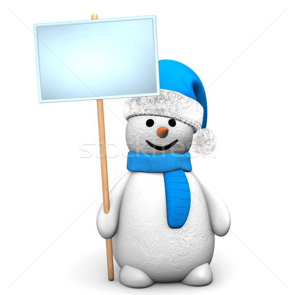 Blue Snowman Signobard Stock photo © limbi007