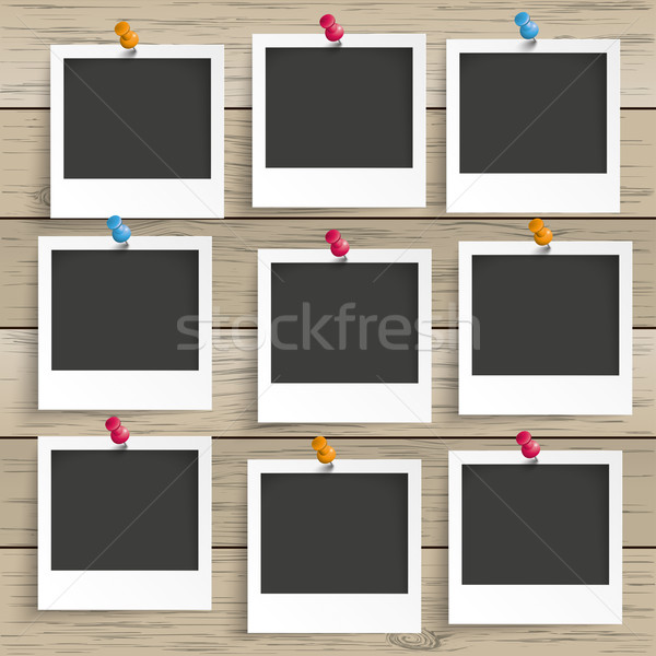 Wood 9 Photo Frames Stock photo © limbi007