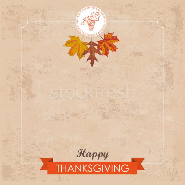 Vintage Ribbon Thanksgiving Foliage Emblem Stock photo © limbi007