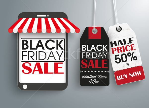 Stock foto: Smartphone · Laden · Preis · Aufkleber · black · friday · grau