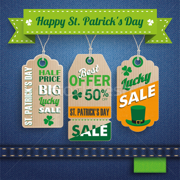 Jeans St. Patrick's Day 3 Carton Price Stickers Ribbon Stock photo © limbi007