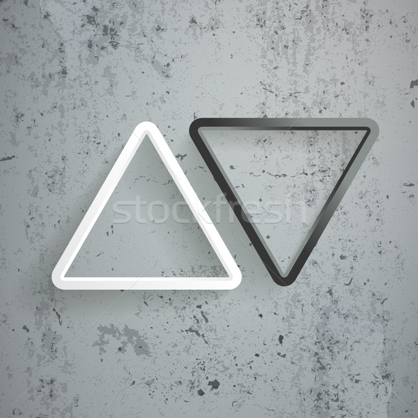 Foto stock: Triângulo · seta · preto · e · branco · para · cima · para · baixo · concreto