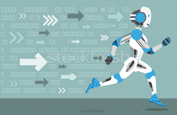 Cartoon Running Robot Data Arrows Stock photo © limbi007