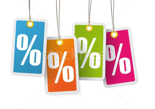 4 Colored Price Sticker Percent White Background Stock photo © limbi007