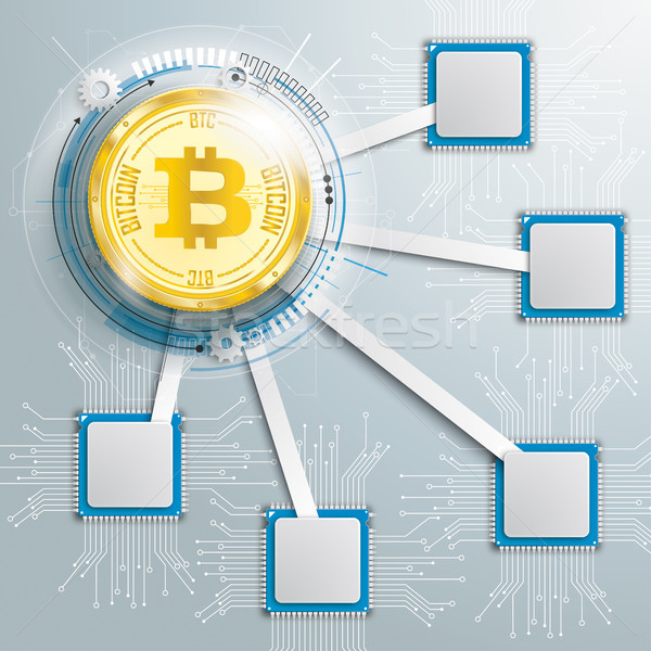 Infographic Motherboard Connected Microchips Bitcoin Stock photo © limbi007