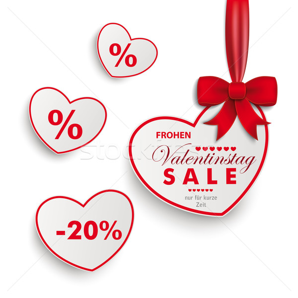 White Sale Hearts Red Ribbon Valentinstag Stock photo © limbi007