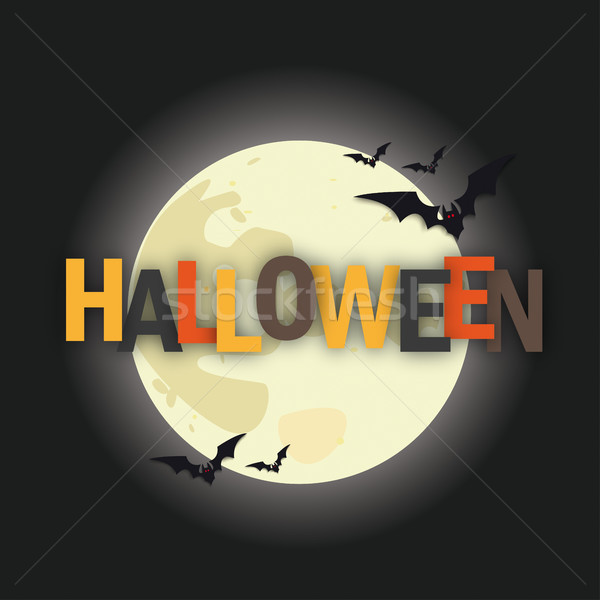 Stock fotó: Halloween · telihold · szöveg · eps · 10 · vektor