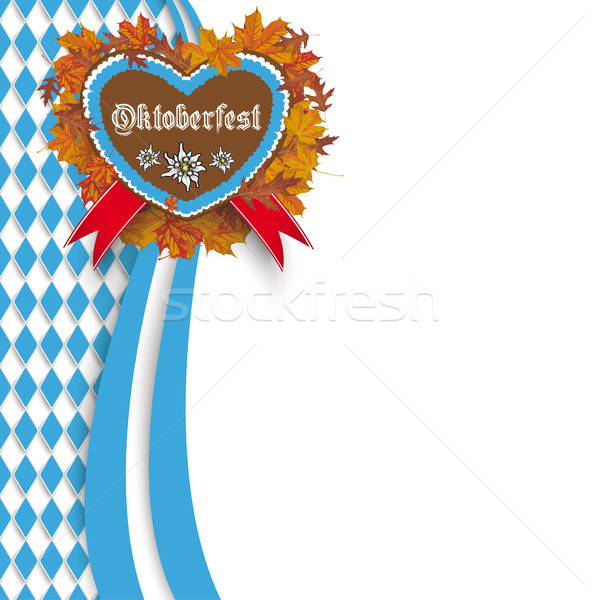 Oktoberfest Flyer Lebkuchen Herz Design weiß Stock foto © limbi007