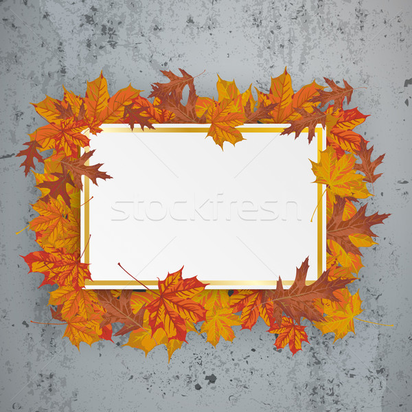 Golden Paper Board Autumn Foliage Concrete Stock photo © limbi007