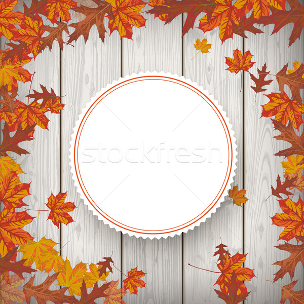 [[stock_photo]]: Automne · feuillage · automne · emblème · bois · flyer