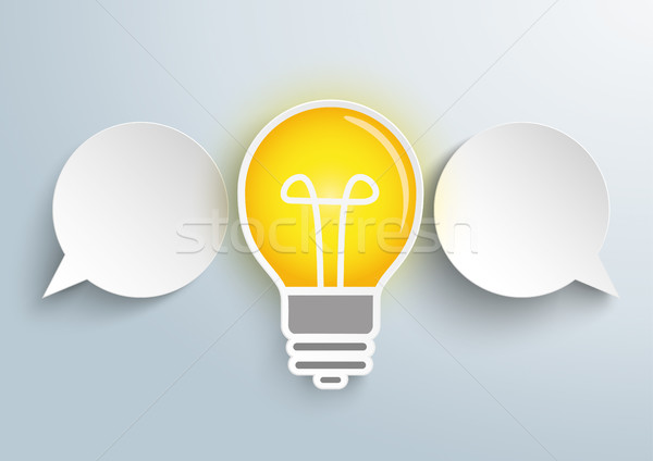 Infographic 2 Paper Speech Bubbles Bulb Stock photo © limbi007