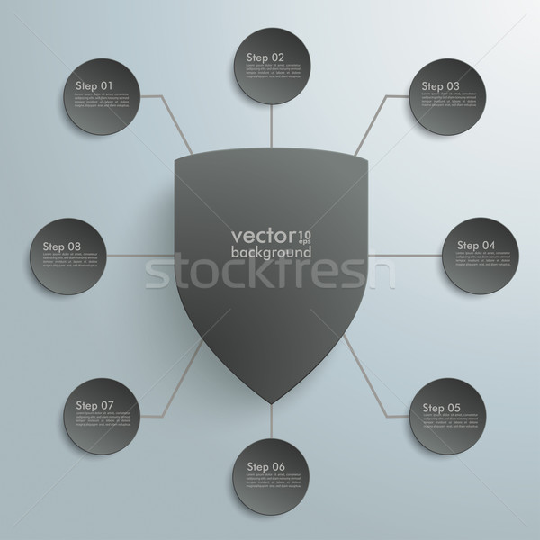 Black Protection Shield Infographic Design 8 Options Stock photo © limbi007
