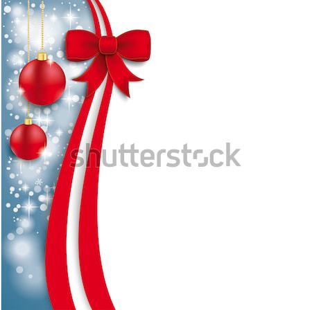 Christmas Flyer Oblong Red Ribbon Stock photo © limbi007