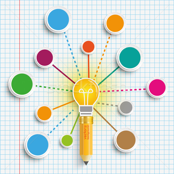 Pencil Bulb Circles Network Infographic Stock photo © limbi007