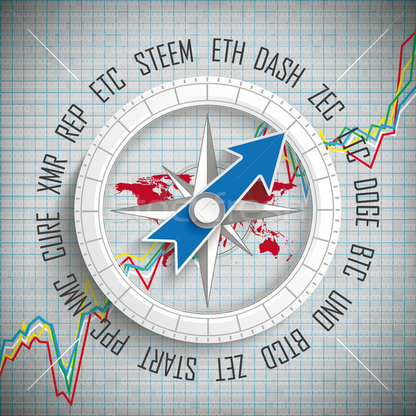 Compass Cryptocurrency Growing Chart Stock photo © limbi007