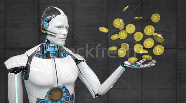White Robot Bitcoins Stock photo © limbi007