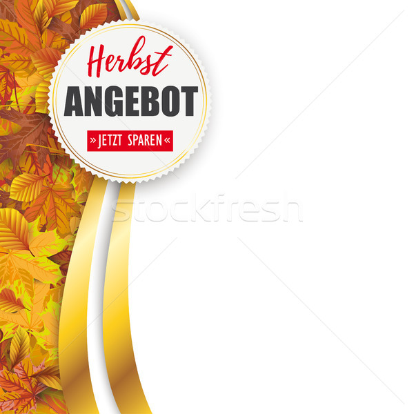 Autumn Herbstangebot Flyer Oblong Foliage Emblem Stock photo © limbi007
