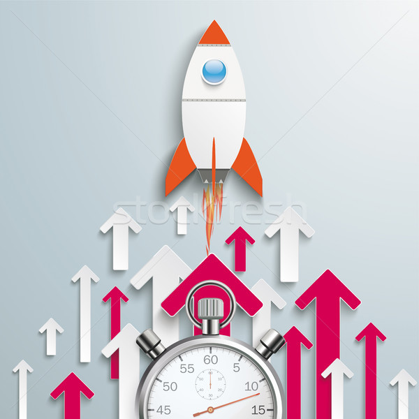 Arrows Up White Pink Centre Rocket Stopwatch Stock photo © limbi007