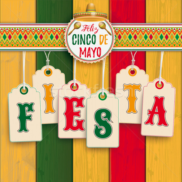Maionese emblema legno fiesta mexican ornamenti Foto d'archivio © limbi007