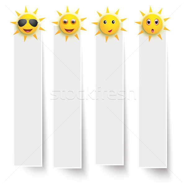 White Frame Banners Funny Sun Smileys Stock photo © limbi007