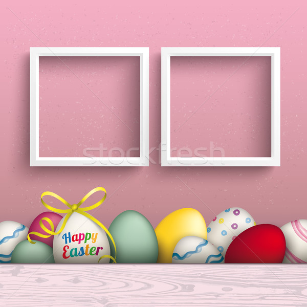 Colored Happy Easter Eggs Pink 2 Frames Stock photo © limbi007