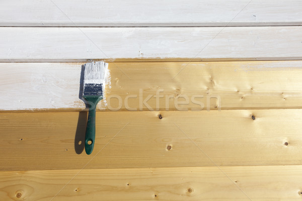 Paintbrush White Paint Wood Stock photo © limbi007