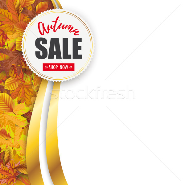 Autumn Sale Flyer Oblong Foliage Emblem Stock photo © limbi007